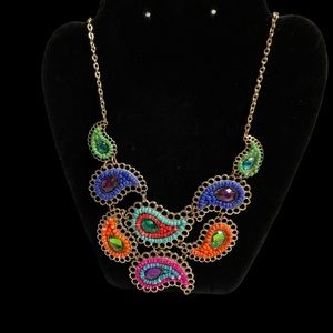 Multi-Color Paisley Bib Necklace